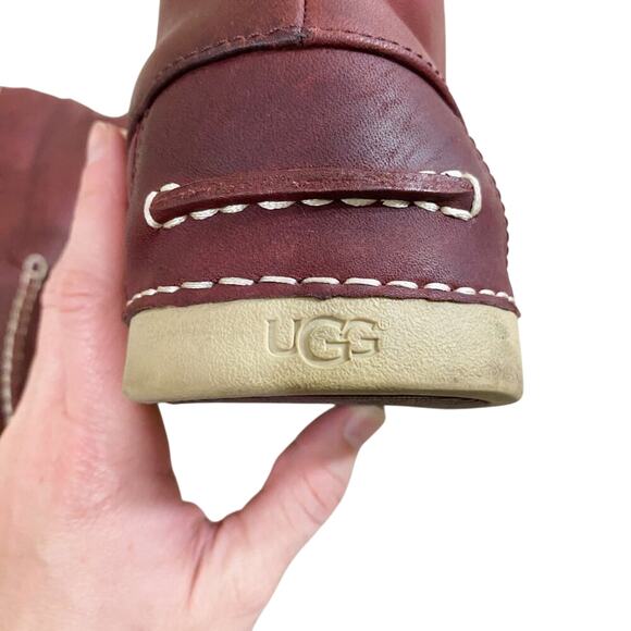 Ugg Mahogany Brown Leather Chukka Boots Lace Up Moc Toe Men's Size 13 EUC - Picture 8 of 11